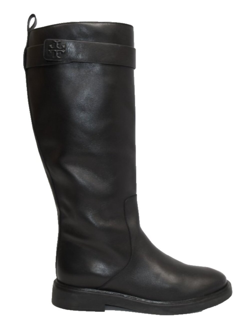 New! Tory Burch Double T Knee High Logo 35MM Boot Black Sz 9.5 M 150030 DD563